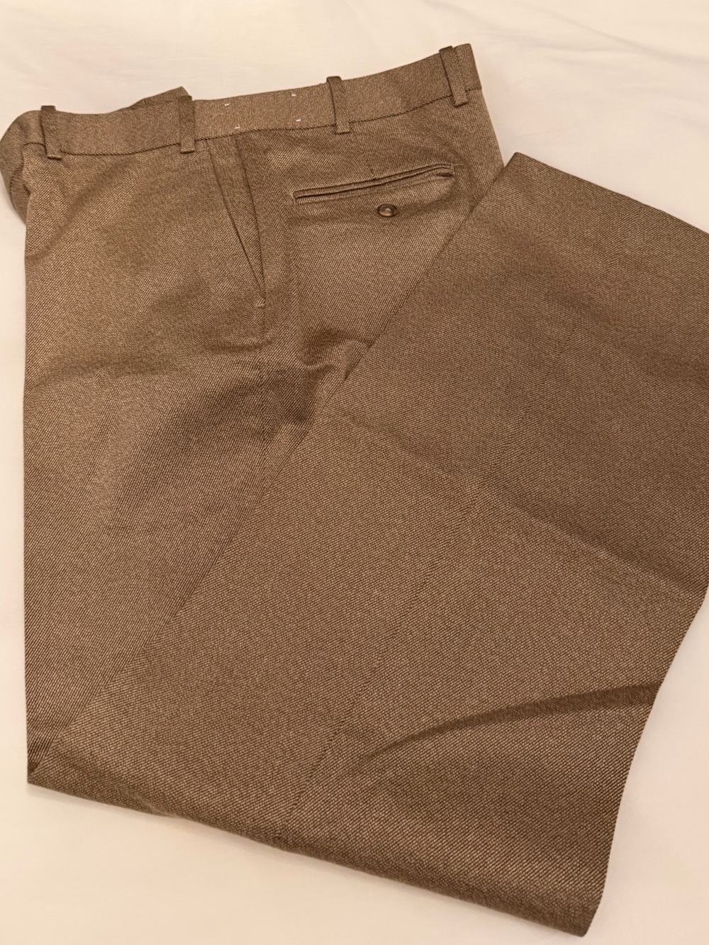 Orvis Men's Taupe-Brown Dress Pants - Subtle Herringbone